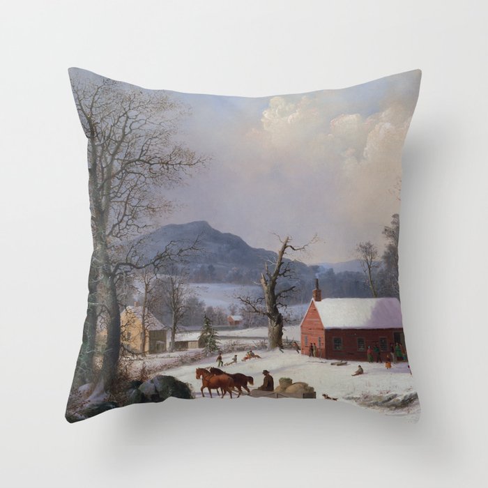 Red School House - George Henry Durrie - 1858 Throw Pillow