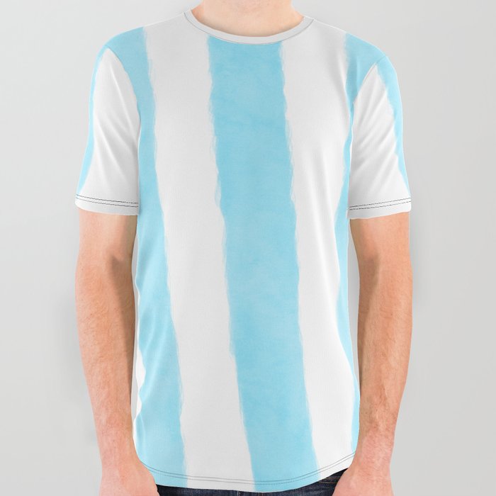 Watercolor Vertical Lines With White 37 All Over Graphic Tee