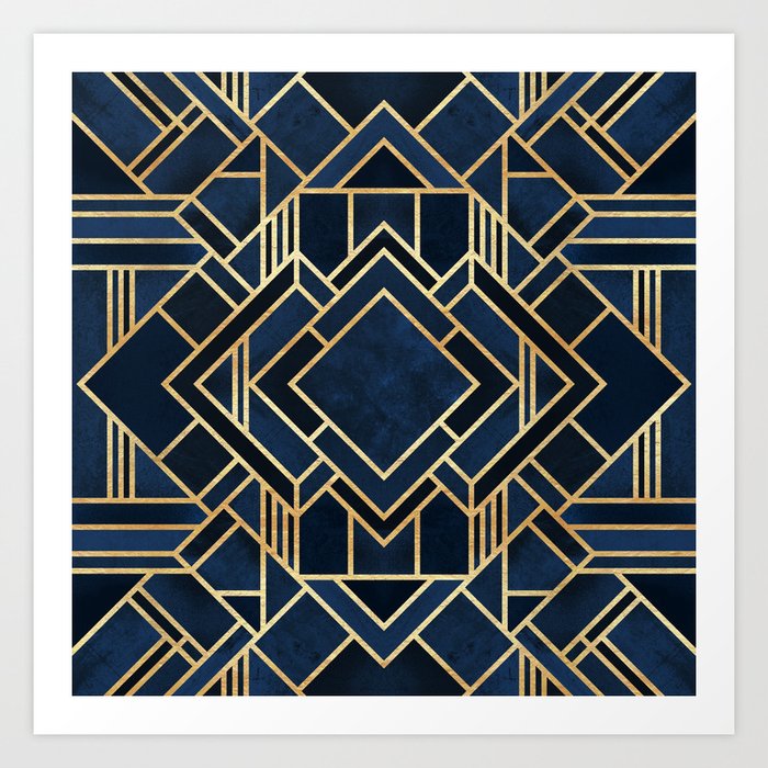 Art Deco Fancy Blue Kunstdrucke Art Deco Fancy Blue Kunstdrucke