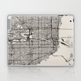 USA, Miami - City Map - Black and White Aesthetic Laptop Skin