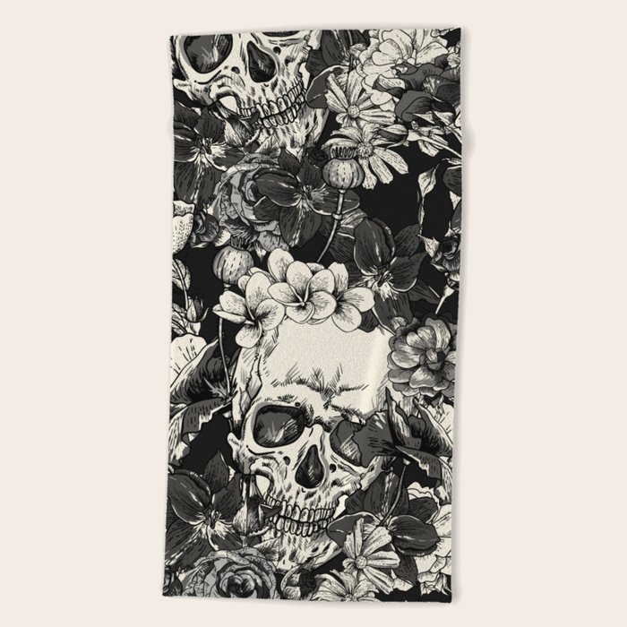 SKULLS HALLOWEEN SKULL Beach Towel by Magic Dreams Society6