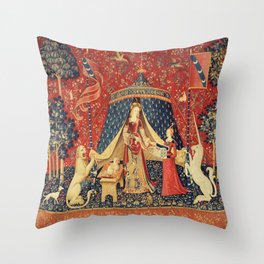 Lady and Unicorn Throw Pillow