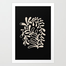 Black Beige/Taupe Bold Abstract Plant Art Print
