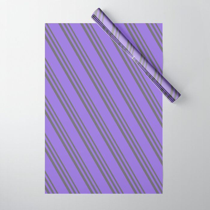 Dim Gray & Purple Colored Stripes/Lines Pattern Wrapping Paper