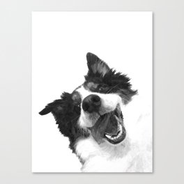 Black and White Happy Dog Canvas Print