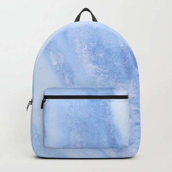 Shimmery Pure Cerulean Blue Marble Metallic Backpack
