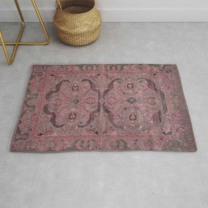 Antique Pink Persian Carpet Rug