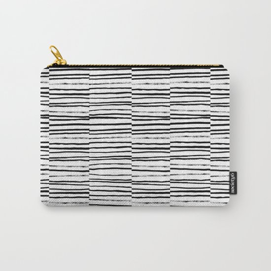 Broken Stripes pattern black and white modern urban brooklyn monochromatic print design ink Carry-All Pouch