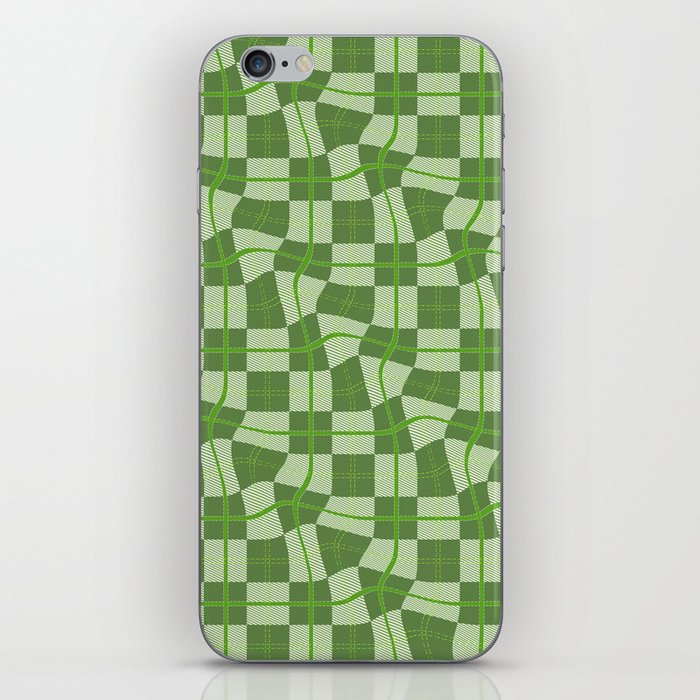 Warped Checkerboard Grid Illustration Colorful Irish Green iPhone Skin