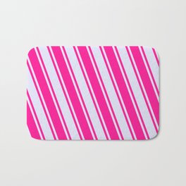 [ Thumbnail: Lavender & Deep Pink Colored Stripes Pattern Bath Mat ]