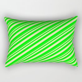 [ Thumbnail: Pale Goldenrod and Lime Colored Stripes/Lines Pattern Rectangular Pillow ]