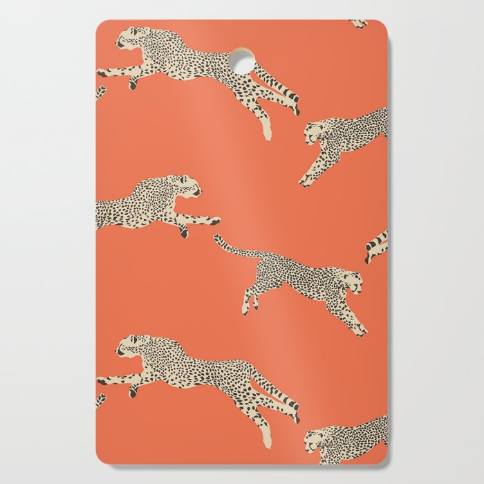 Leaping Cheetahs Tangerine Cutting Board