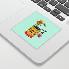 Coffee and Flowers for Breakfast in Turquoise  Sticker