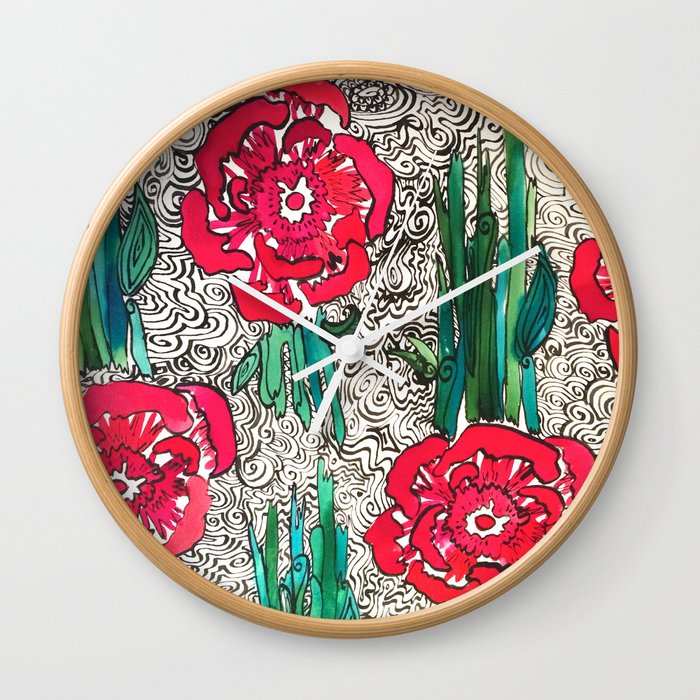 Scarlet Begonias  Wall Clock