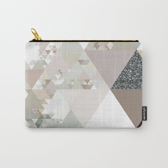 Triangles in glittering graphite quartz - Grey glitter triangle pattern Carry-All Pouch