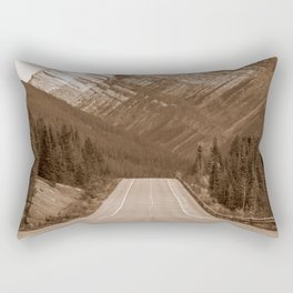 Mountain, Snow Mountain, Mountain Landscape, Open Road, Sepia Rectangular Pillow