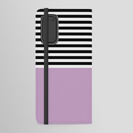 Lilac With Black and White Stripes Android Wallet Case