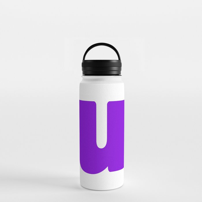 u (Violet & White Letter) Water Bottle