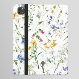 Scandinavian Midsummer Blue And Yellow Wildflowers Meadow  iPad Folio Case