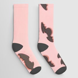 Bat Pattern for Halloween on Pink Background Socks