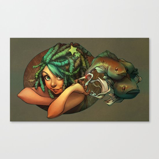 Smoking Fish Canvas Print
