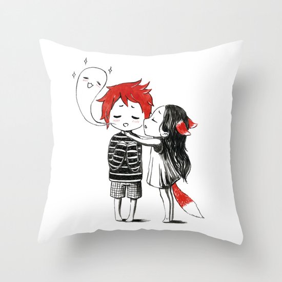 Boy and a Fox Throw Pillow