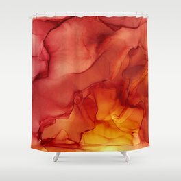 Red Sunset Abstract Ink Painting Red Orange Yellow Flame Shower Curtain