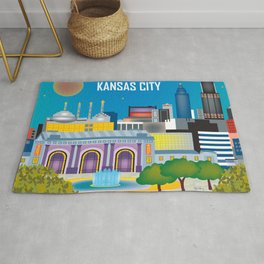 Kansas City, Missouri - Skyline Illustration by Loose Petals Rug | Kansascity, Missouri, Vectorart, Graphicdesign, Poster, Print 