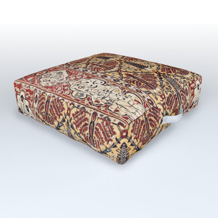 Silk Heriz Azerbaijan Rug Print Outdoor Floor Cushion