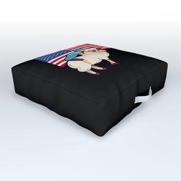 Mutton Busting American Flag On Sheep Mutton Buster Outdoor Floor Cushion
