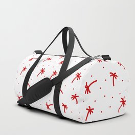 Red Doodle Palm Tree Pattern Duffle Bag