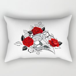 Bird Skull with Red Roses Rectangular Pillow