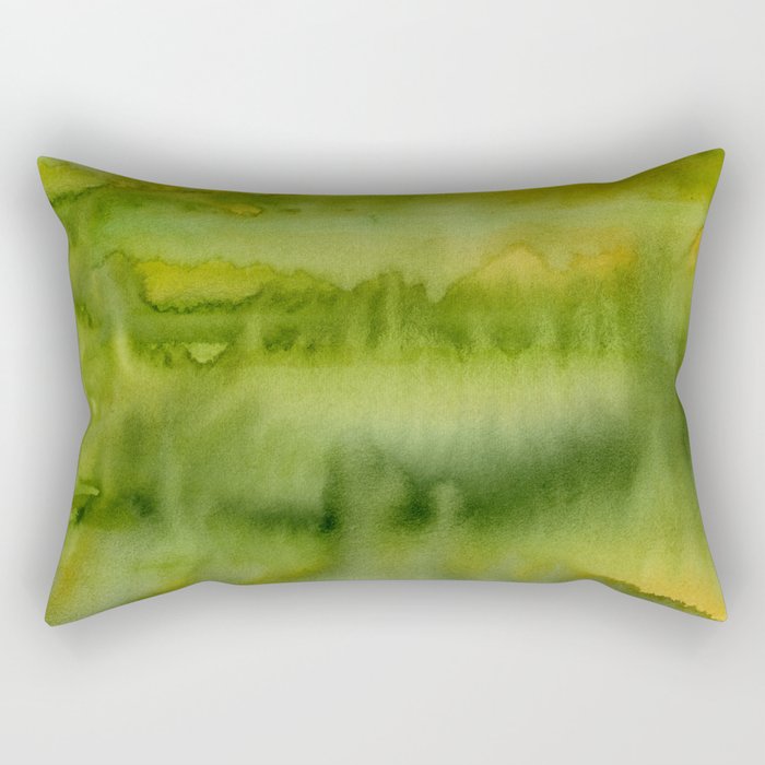 Abstract Green Gold Watercolor Pattern Texture Rectangular Pillow