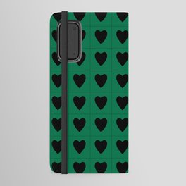 Teal black hearts pattern Android Wallet Case