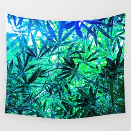 Under a Green Blanket of Cannabis Leaves Wall Tapestry