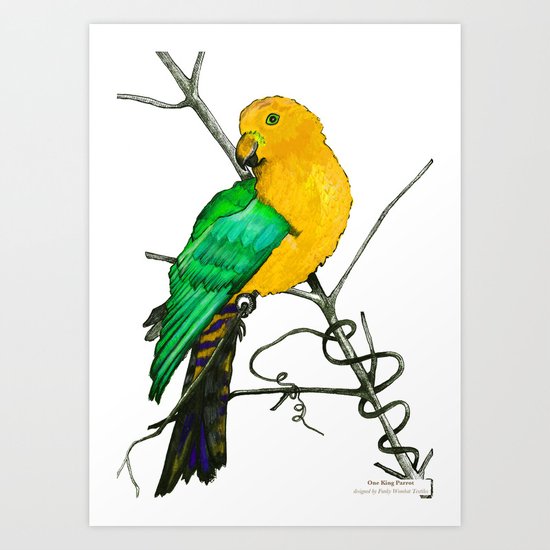 One King Parrot - Yellow Art Print