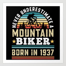 Mountain Biker born 1937 90th Birthday Gift MTB Art Print