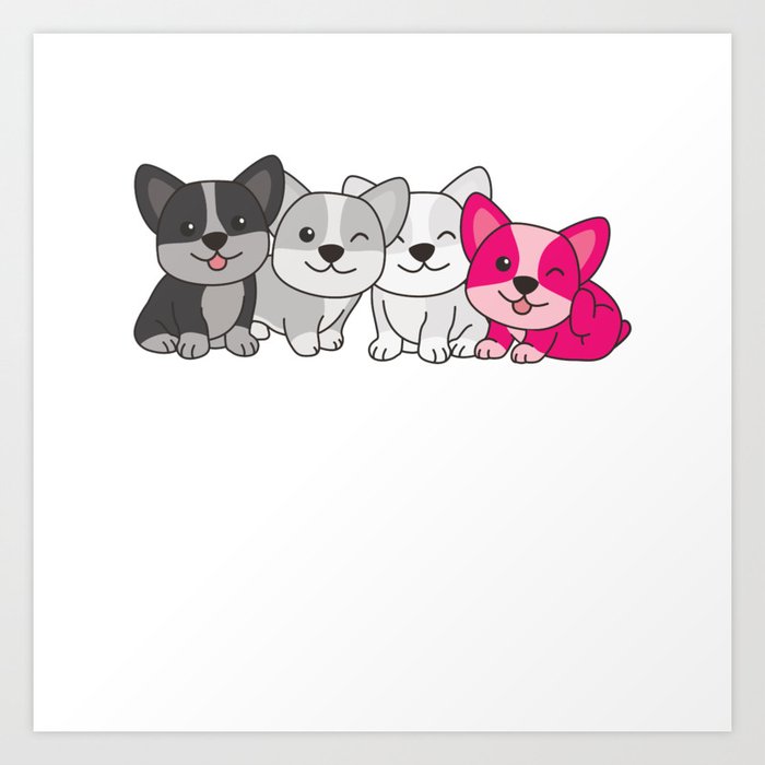 Gynephilia Flag Corgi Pride Lgbtq Cute Dogs Art Print