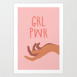 GRL PWR Girl Power Feminist Empowered Women Illustration Strong Female Art Print