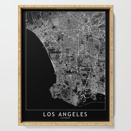 Los Angeles Black Map Serving Tray