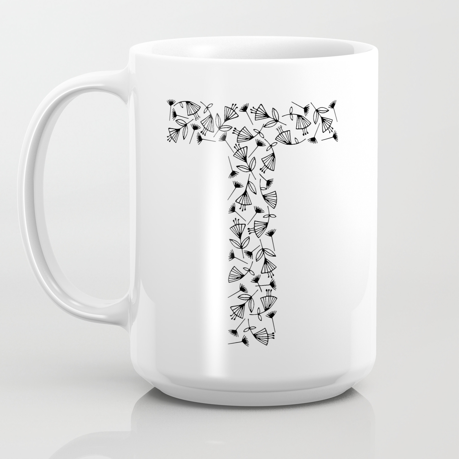Floral Alphabet The Letter T Coffee Mug By Alexandraminkoff Society6