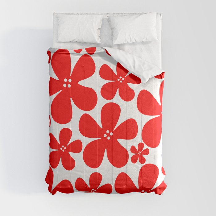 Red flowers floral pattern Comforter