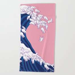 Llama Waves in Pink Beach Towel