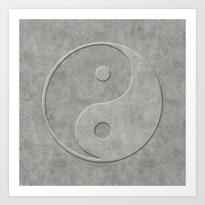 Yin and Yang Symbol embossed  concrete stone Art Print