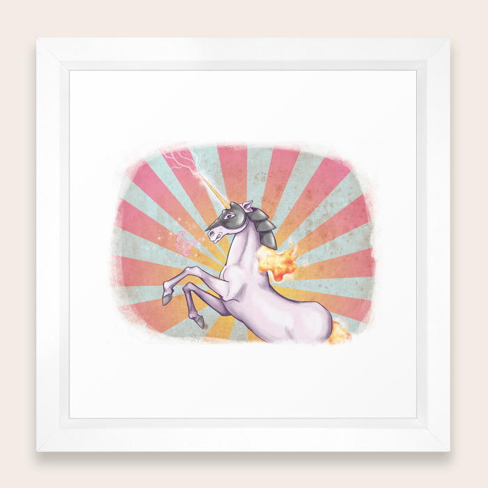 Warnicorn The Battle Unicorn Framed Art Print By Kazpalladino