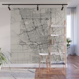 Stockton USA - Black and White City Map Wall Mural