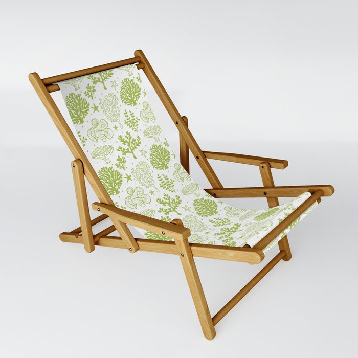 Light Green Coral Silhouette Pattern Sling Chair