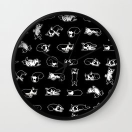 Sleeping Boogie the Boston Terrier (pattern on black) Wall Clock