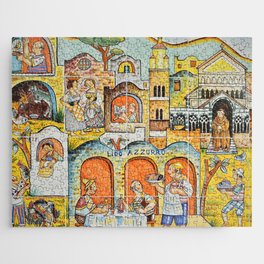 Italian culture illustrated on a wall of ceramic tiles | Amalfi coast Jigsaw Puzzle