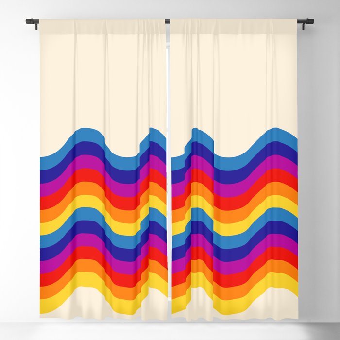 Wavy retro rainbow Blackout Curtain